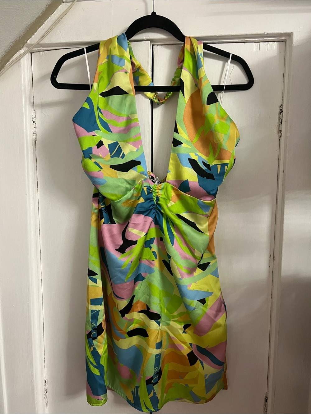 Multicolored Mini Halter Dress
